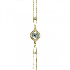 Protection From The Evil Eye Bracelet With Blue Topaz and Onyx