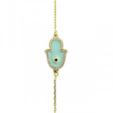 Blue Fatima Hand Charm Bracelet