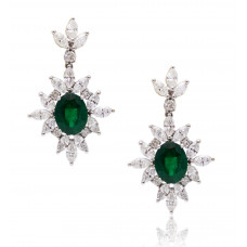 Venus Emerald and Diamond Drop Earrings