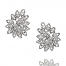 White Diamond Petal Statement Stud Earrings