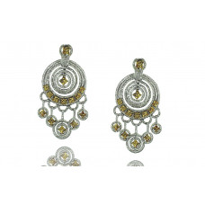 White Gold Earrings With Brilliant Cut Yellow Sapphire And Brilliant Cut Diamonds