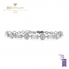 White Gold Mixed Cut Diamond Bracelet - 6.72 ct