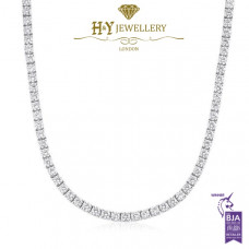 White Gold Brilliant Cut Diamond Tennis Necklace - 8.43 ct