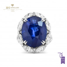 Natural Sri-Lanka Sapphire and Diamond Ring - 18.92ct
