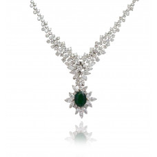 Cluster Statement Emerald and Diamond Necklace 