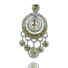 White Gold Pendant With Brilliant Cut Yellow Sapphires And Brilliant Cut Diamonds