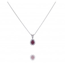 Pear Cut Ruby and Diamond Necklace 