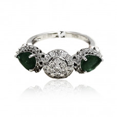 Illusion and Pear Cut Emerald Ring 
