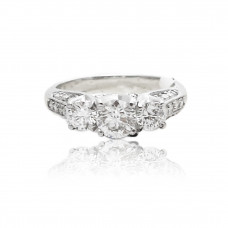 White Gold Three Stone Diamond Engagement Ring 