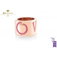 Two Worlds Ring Rubis By Lorenzo Quinn - Rose Gold