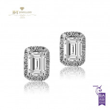 White Gold Diamond Halo Earrings, F-G , IF-VS1
