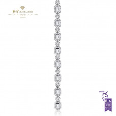 White Gold Emerald And Round Cut Diamond Bracelet D-G , VS1-VVS1