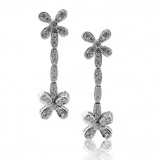 Diamond Flower Drop Earrings  
