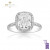 White Gold Cushion Cut Ring set with Side Diamonds - 3.51 ct