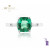 White Gold Green Zambian Emerald Ring with Diamonds - 1.35 ct