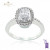 White Gold Cushion And Round Cut Engagement Ring E , VS2