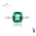 White Gold Green Zambian Emerald Ring with Diamonds - 1.35 ct