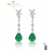 White Gold Pear Cut Emerald and Diamond Earrings - 3.59 ct