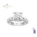 White Gold Cushion Cut Diamond Ring with Side Stones - 5.83 ct