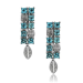 White Gold Drop Earrings With Princess Cut Blue Topaz And Brilliant Cut Diamonds