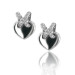 White Gold and Diamond Heart Stud Earrings